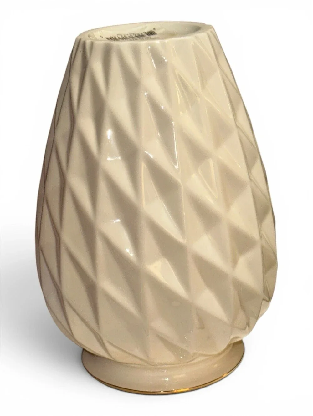 Vintage Lenox Ivory Lattice Spiral Swirl Vase with 24K Gold Rim 7